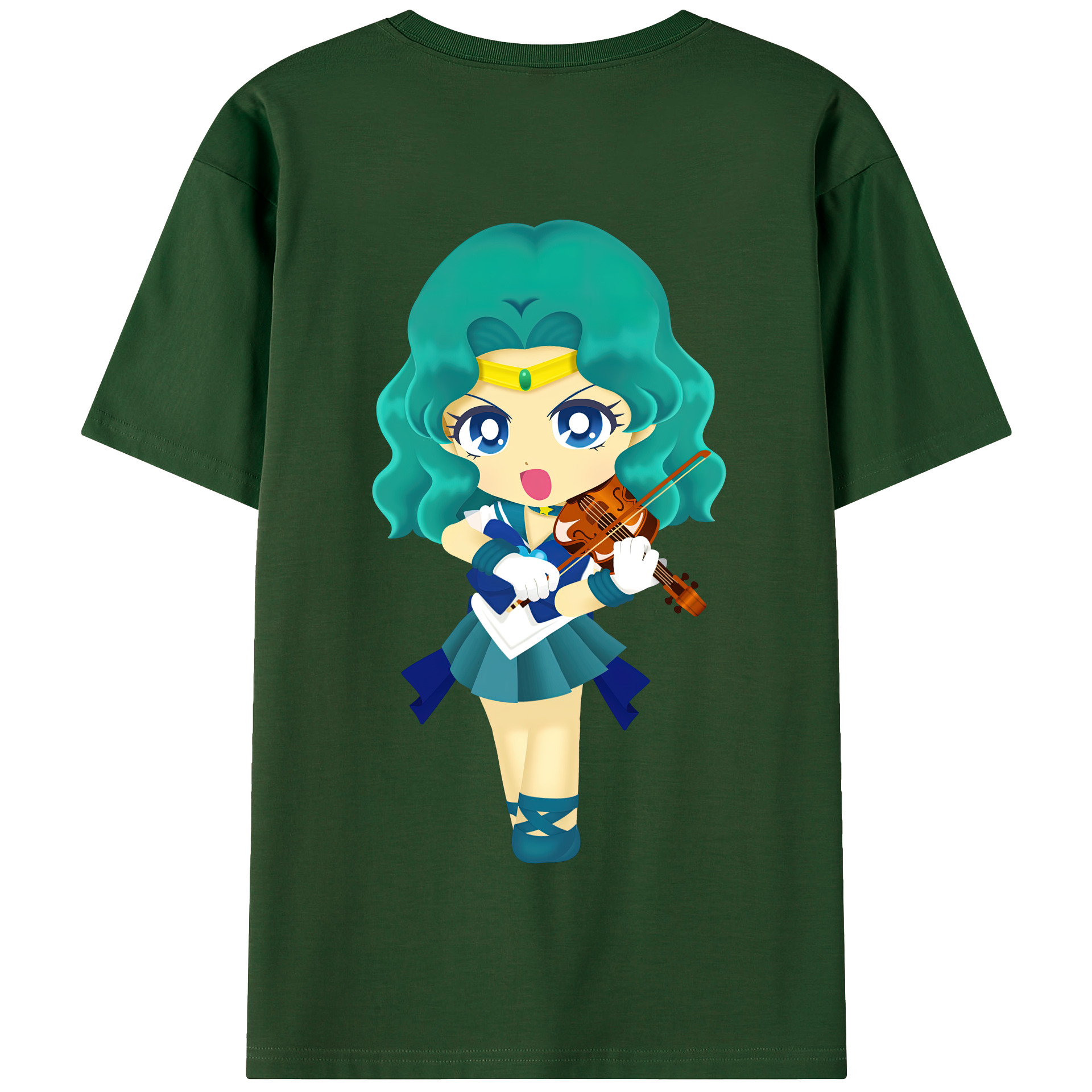 （画像用） 美少女戦士セーラームーン 海王 みちる（かいおう みちる） Sailor Moon Kaiou Michiru 綿100％半袖Tシャツ（背面プリント）